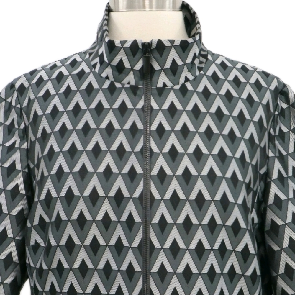 Carlisle Geometric Jacquard Skirt Suit Set Jacket & Pencil Skirt Black Silver 8 - Picture 4 of 16